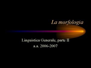 Morfologia linguistica