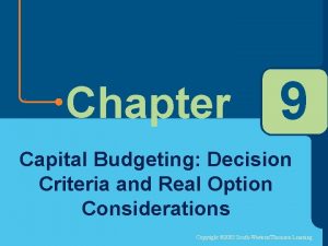 Capital budgeting decision criteria