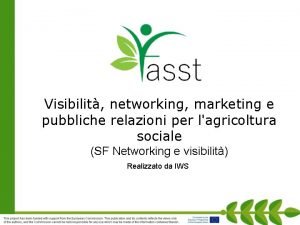 Visibilit networking marketing e pubbliche relazioni per lagricoltura