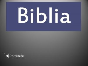 Biblia informacje