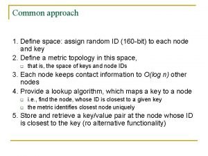 Common approach 1 Define space assign random ID