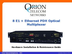 8 E 1 Ethernet PDH Optical Multiplexer Hardware