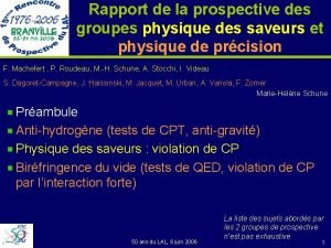 Rapport de la prospective des groupes physique des