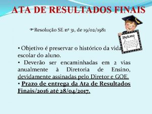 ATA DE RESULTADOS FINAIS FResoluo SE n 31