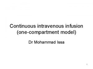 Continuous intravenous infusion onecompartment model Dr Mohammad Issa
