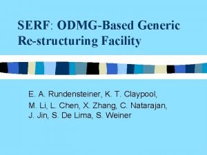 SERF ODMGBased Generic Restructuring Facility E A Rundensteiner