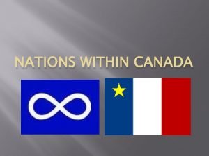 NATIONS WITHIN CANADA The Metis Nation History begins