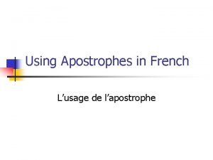 French apostrophes