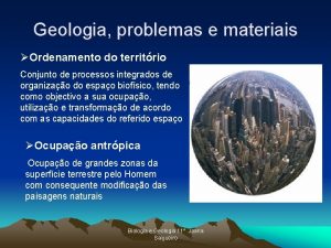 Geologia problemas e materiais Ordenamento do territrio Conjunto