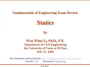 Fe exam statics review