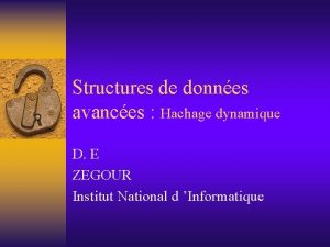 Structures de donnes avances Hachage dynamique D E