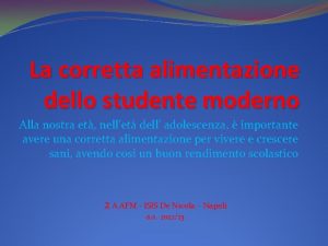 Dieta dello studente