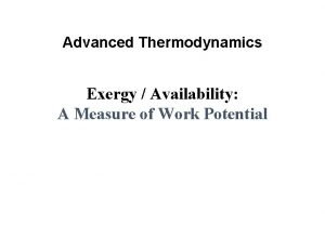 Advanced thermodynamics