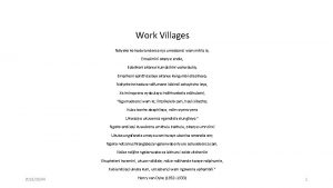 Work Villages Ndiyeke ke kodwa ndenze nje umsebenzi