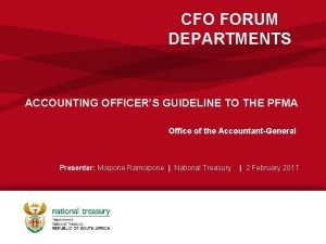 CFO FORUM DEPARTMENTS ACCOUNTING OFFICERS GUIDELINE TO THE