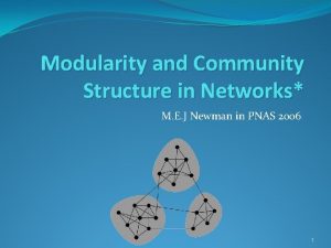 Modularity and Community Structure in Networks M E