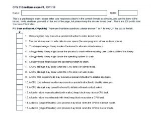 CPS 310 midterm exam 1 101119 Name Net