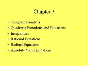 Chapter 3 quadratic equations and complex numbers answers