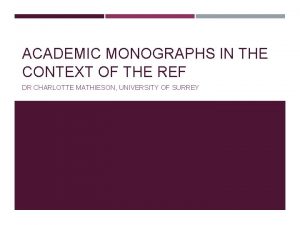 Academic monographs