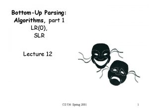 BottomUp Parsing Algorithms part 1 LR0 SLR Lecture