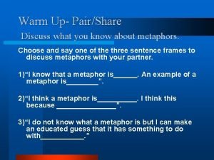 Warm Up PairShare Discuss what you know about