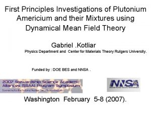 First Principles Investigations of Plutonium Americium and their