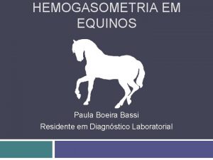 HEMOGASOMETRIA EM EQUINOS Paula Boeira Bassi Residente em