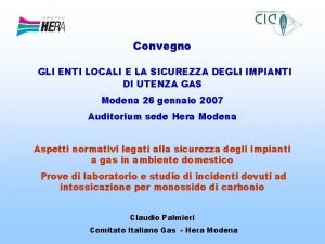 Convegno GLI ENTI LOCALI E LA SICUREZZA DEGLI