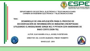 DEPARTAMENTO DE ELCTRICA ELECTRNICA Y TELECOMUNICACIONES CARRERA EN