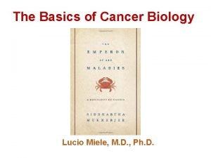 The Basics of Cancer Biology Lucio Miele M