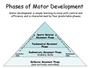 Phases of Motor Development Motor development is simply