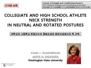 SCIE Journal of Strength and Conditioning Research 2013