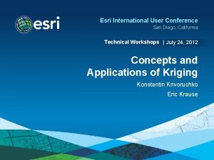 Esri International User Conference San Diego California Technical