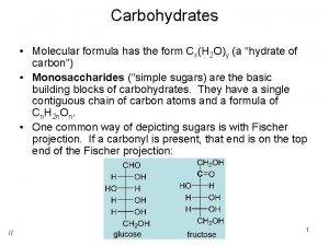Molecular formula of carbohydrates