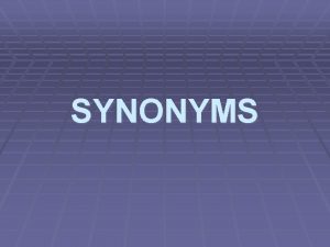 Types of synonymy