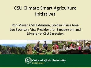 CSU Climate Smart Agriculture Initiatives Ron Meyer CSU