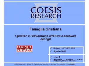 Famiglia Cristiana I genitori e leducazione affettiva e