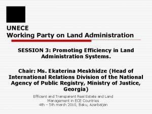 UNECE Working Party on Land Administration SESSION 3