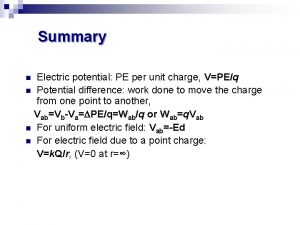 Electric potential summary