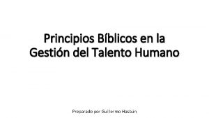 Principios Bblicos en la Gestin del Talento Humano