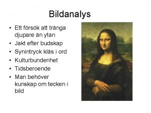 Bildanalys Ett frsk att trnga djupare n ytan