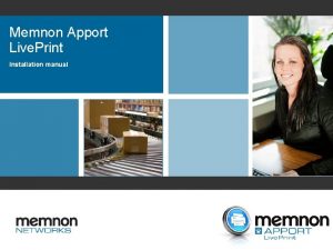Memnon Apport Live Print Installation manual Lathund Memnon