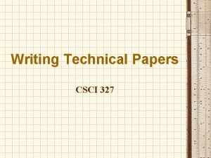 Technical paper outline