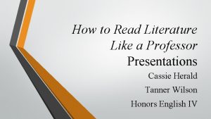 How to read literature like a professor violence