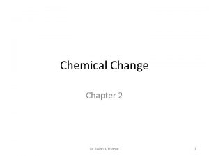 Chemical Change Chapter 2 Dr Suzan A Khayyat