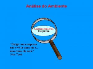 Anlise do Ambiente Interno Empresa Dirigir uma empresa