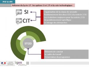 PNF IAIPR Rforme du lyce GT les options