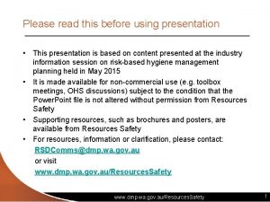 Please read this before using presentation This presentation