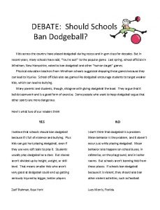 Should dodgeball be banned