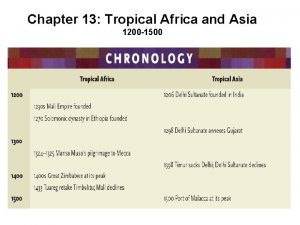 Chapter 13 Tropical Africa and Asia 1200 1500